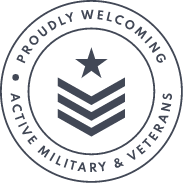 Proudly welcoming active military and veterans badge