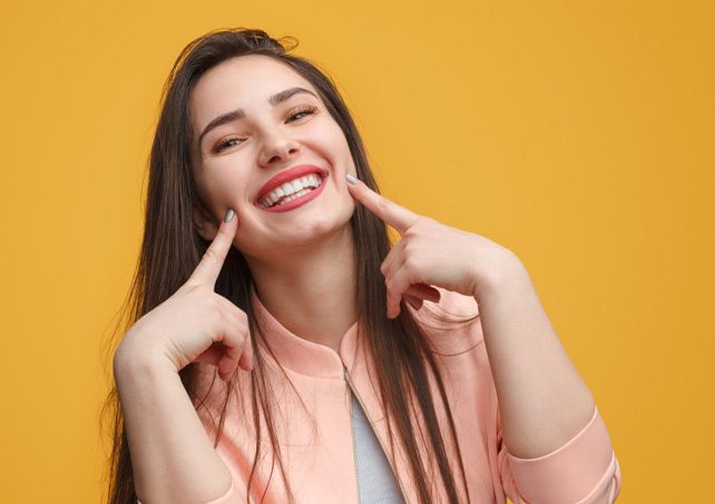 Lady shows off pretty smile